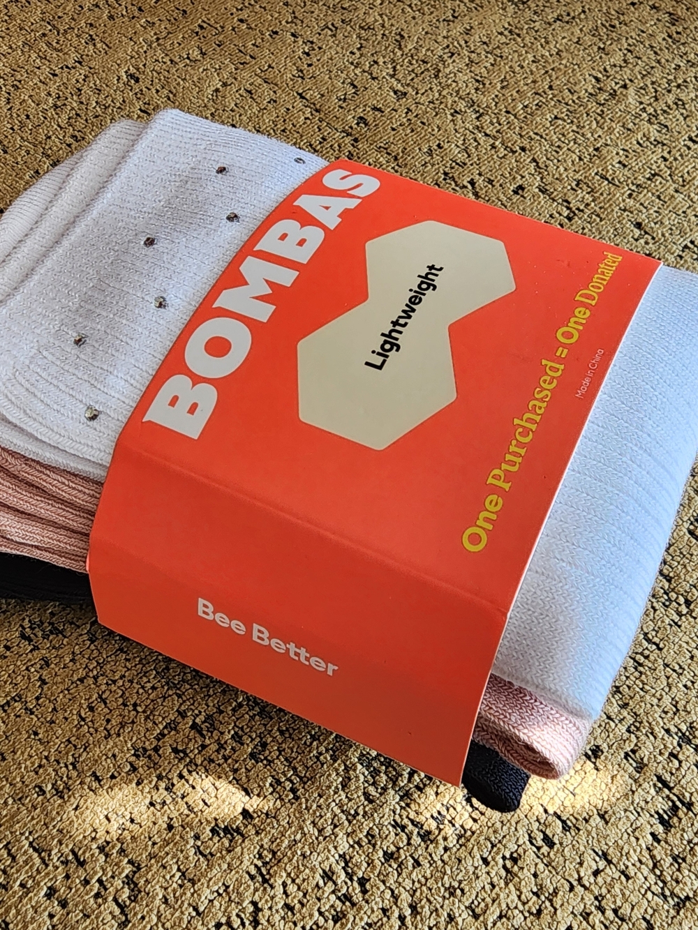 NWOT Bombas Lightweight Crew Socks - White, Pink, Black (3-Pack)